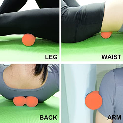 Hard Peanut Massage Ball, Double Lacrosse Massage Ball. Deep Tissue Massager Mobility Roller for Physical Therapy Myofascial Release Trigger Point Muscle Relax Pain Relief Acupressure (Orange) - color: Orange