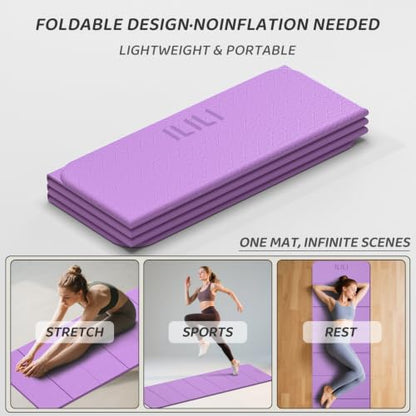 ILILI Foldable Yoga Mat 71 * 24 * 0.3 Inch - color: Violet
