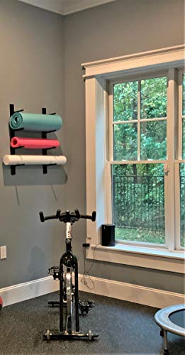 Sportify Classy Wood Foam Roller & Yoga Mat Storage Rack. Holds 4, 8, 12 etc. Sold by The Pairs and no. of Pairs You get Determines no. of mats/Rollers You Hold. Easy Wall Mount & Hardware. Black.