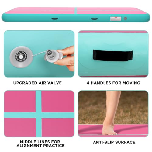 Inflatable Air Gymnastics Tumbling Mat 6ft 10ft 13ft 16ft 20ft - color: Pink Green, size: 20ft*3.3ft*4in(6*1*0.1m)