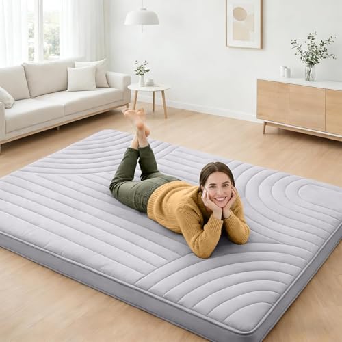 ZonLi Japanese Floor Mattress Futon Mattress King Size 4 Inch Thick - color: Grey-1, size: King (80"L x 76"W x 4"Th)