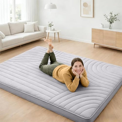 ZonLi Japanese Floor Mattress Futon Mattress King Size 4 Inch Thick - color: Grey-1, size: King (80"L x 76"W x 4"Th)