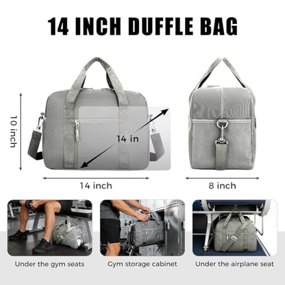 Uarition 14 inch Small Gym Bag, Mini Duffle Bag for Travel Sports- Grey - color: Grey