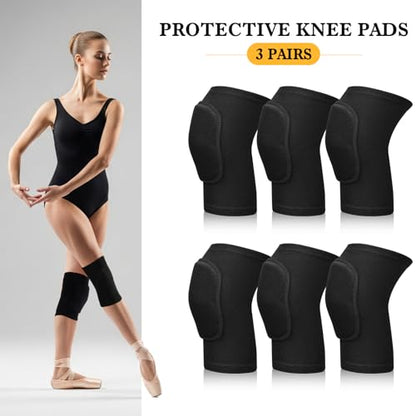 Eurzom 3 Pairs Dance Knee Pads Women Non-Slip - color: Black
