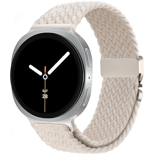 Nylon Braided band Compatible with Samsung Galaxy Watch 8 40mm 44mm, Elastic Band for Galaxy Watch 8 Classic 46mm - color: Starlight