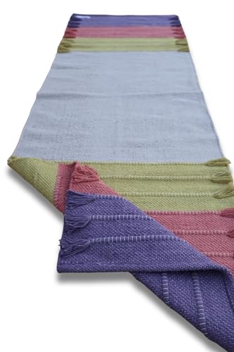 Jaipur Art & Rugs Cotton Yoga Rug - Eco-Friendly Hand-Woven Thick Mat (24”x72”x5mm) for Everyday Fitness at Home - Comfortable & Extra-Long - color: Multicolor 8