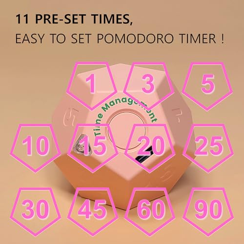 Cube Pomodoro Timer - Flip to Start Countdown, Rechargeable Mini Productivity Timer for Study, Office, 11 Preset Times, Silent/Vibration, Time Management Tool for Kids & ADHD (Pink) - color: Rose Pink