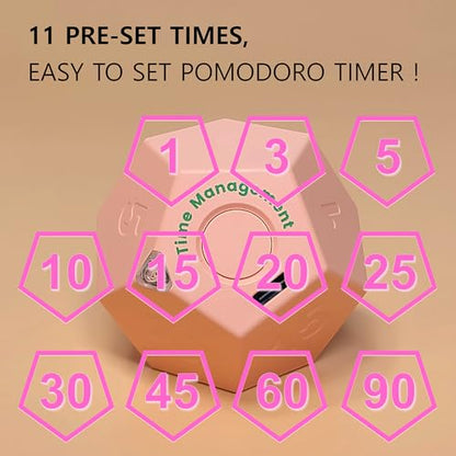 Cube Pomodoro Timer - Flip to Start Countdown, Rechargeable Mini Productivity Timer for Study, Office, 11 Preset Times, Silent/Vibration, Time Management Tool for Kids & ADHD (Pink) - color: Rose Pink