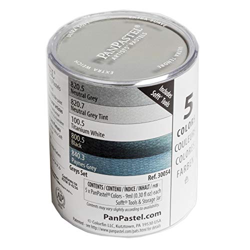 PanPastel Artist Pastels by GOLDEN, Grays Set, 5 Color, Professional Artist Pastels, Unique Pan Format (cake-like) - color: Multicolor, style: Black, Gray and White