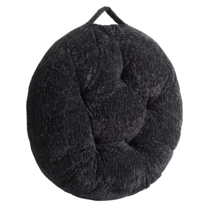 Floor Pillow, Large Meditation Sitting Cushion with Handle | for Tatami, Living Room, Yoga Use for Adults and Kids (1, Round, Black, 22" x 22" x 6") - color: Round, Black