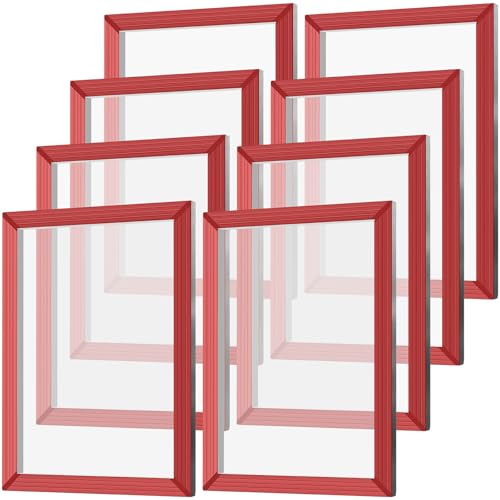 Zonon 8 Pieces 10x14 Inch Aluminum Silk Screen Printing Frames with 160 White Mesh White Polyester Screen and Red Glue Pre-Stretched Silk Frame for DIY T-Shirt Printing - size: 10 x 14 Inch