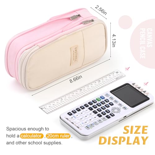 EASTHILL Big Capacity Pencil Pen Case Office College School Large Storage High Capacity Bag Pouch Holder Box Organizer Blue (Pink) - color: Pink