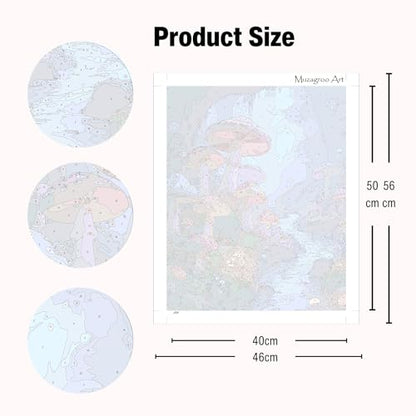 Muzagroo Paint by Numbers Oil Painting Kits for Adults DIY Mushroom Oil Painting for Beginners Hand Crafts Kits with Brushes and Acrylic Paints 16x20 inches (Mushroom) - color: Mushroom