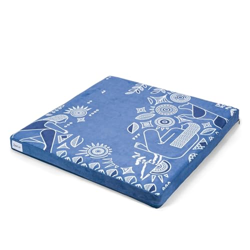 Zaveur Royal Court Meditation Mat With Velvet Cover - 24" x 24" Square Zabuton Thick Yoga Mat - Non Slip Exercise Mat for Home Workout - Thick Foam Exercise Floor Mat for Zafu or Bench - color: Blue
