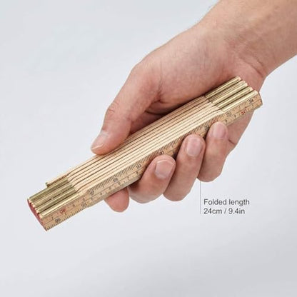 QWORK Folding Wood Rule, 6 FT 6 Inch Foldable Ruler with US and Metric Measurements for Carpenters