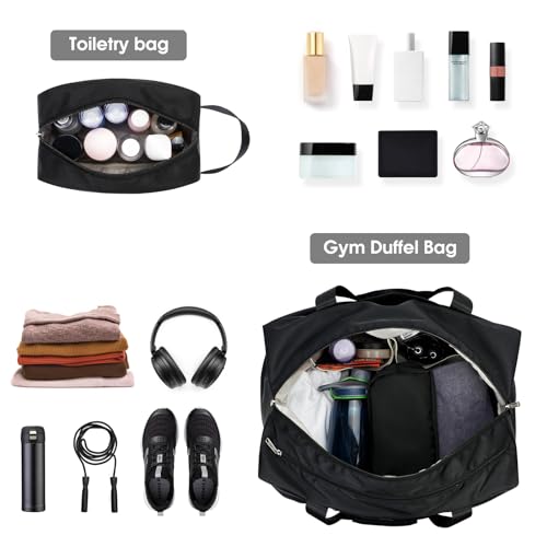 Ceneda 20" Gym Bag for Women with Wet Pocket & Shoe Compartment, Lightweight Duffel Waterproof Carry On Duffle for Travel, Yoga, Overnight (Black) - color: Black