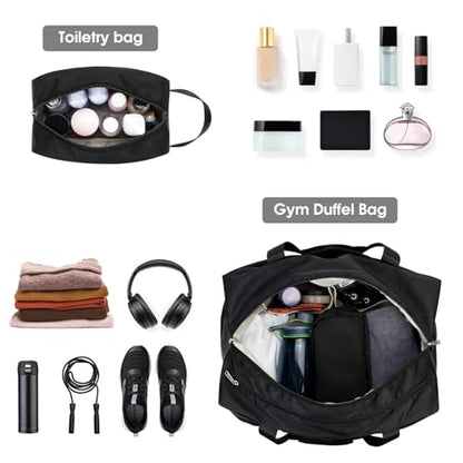 Ceneda 20" Gym Bag for Women with Wet Pocket & Shoe Compartment, Lightweight Duffel Waterproof Carry On Duffle for Travel, Yoga, Overnight (Black) - color: Black