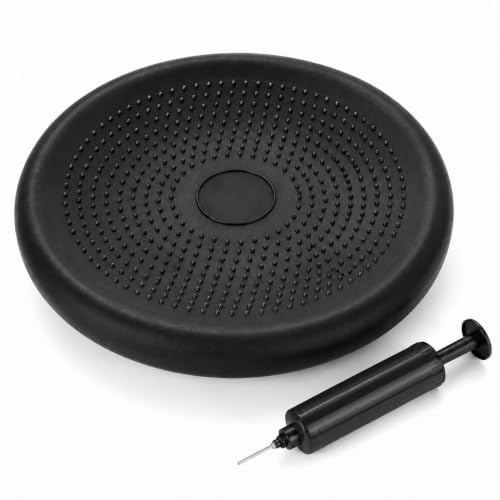 Hanstuten Wobble Seat Cushion Balance Disc - Rubber Wiggle Seat for Active Sitting, Office Desk Chair, and Core Strength Training - color: black
