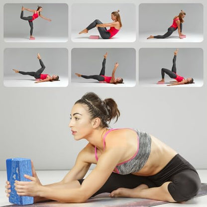 2-Pack Yoga Blocks, High-Density 9"x6"x3" Yoga Brick Foam Blocks Non-Slip EVA Foam Block Yoga Props Accessories for Yoga Pilates Stretching and Meditation - color: Camo Blue