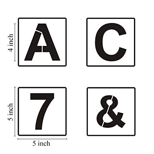Alphabet Letter and Number Stencils 5 Inch - 40 Pack Large Letters and Numbers Stencil Templates with Signs for Painting on Wood, Reusable Letter Stencils for Chalkboard Signs & Wood Wall Art - size: 5 Inch
