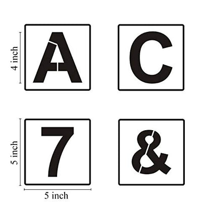 Alphabet Letter and Number Stencils 5 Inch - 40 Pack Large Letters and Numbers Stencil Templates with Signs for Painting on Wood, Reusable Letter Stencils for Chalkboard Signs & Wood Wall Art - size: 5 Inch