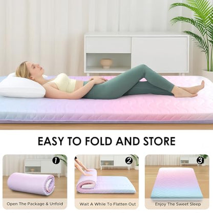SCHNAUZER HOME Japanese Futon Floor Mattress Full 3.5" Thick Rainbow - color: Rainbow, size: Full( 80 x 54)
