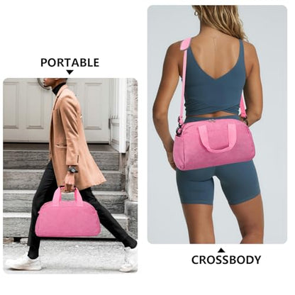 14 inch Small Gym Bag for Women & Men, Mini Duffel Bag for Travel Sports Lightweight Carry On Bag (Rose) - color: Rose