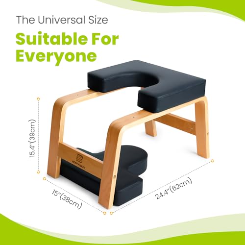 Yoga Headstand Bench, Stand Yoga Chair for Balance Training, Core Strength Building, Upside Down Chair for Relaxation, Handstand Trainer Inversion Chair for Home Gym (Wood Black) - color: Wood Black