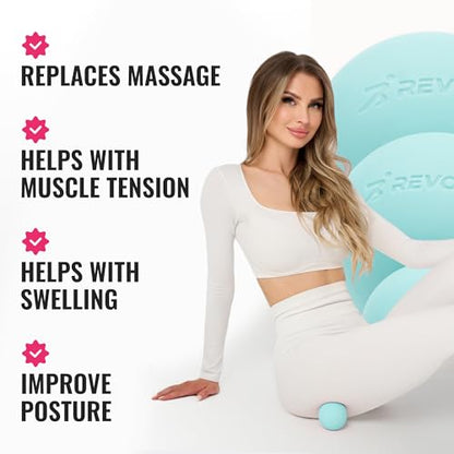 3 in 1 Massage Ball Set - Lacrosse Balls for Myofascial Release, Back Pain Relief, Face Fitness, Trigger Points, Yoga, Physical Therapy, Muscle Recovery and Soft Deep Tissue Massage (Turquoise) - color: Turquoise