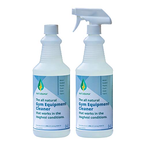 NATURAMA Yoga Mat Cleaner - Eco-Friendly Gym Equipment Cleaner, Works Great On Exercise Machines, Mats, Sports Gear. Cleans sweat without slippery residue. unscented and Hypoallergenic. (32oz x 2)
