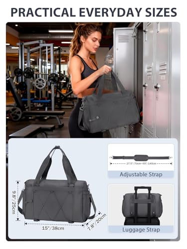 RHDZO Small Gym Bag for Women with Yoga Mat Holder and Wet Pocket Dark Gray - color: Dark Gray