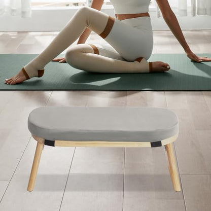 Meditation Bench, Portable Bamboo Meditation Bench Ergonomic Meditation Stool Comfortable Folding Kneeling Meditation Bench with Meditation Cushion for Longer Meditation (Gray) - color: Grey