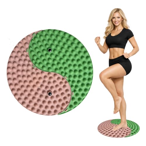 Foot Massager Mat, Yinyang Balance Tai ji Bagua Pattern with Magnetic Therapy, Acupressure Reflexology Mat for Daily Foot Relaxation and Pain Relief, Pink and Green - color: Pink and Green