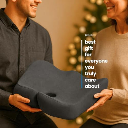 Ergo Office Chair Cushion for Back Pain, Sciatica, Tailbone Pain Relief - color: Dark Gray & Light Gray