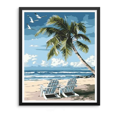 Natuyalo Paint by Numbers Kit for Adults - Beach DIY Adult Paint by Number Kits Seascape Acrylic Canvas Painting for Adults Beginners Kids Art Crafts Without Frame, 16x20 Inch - color: ART-01