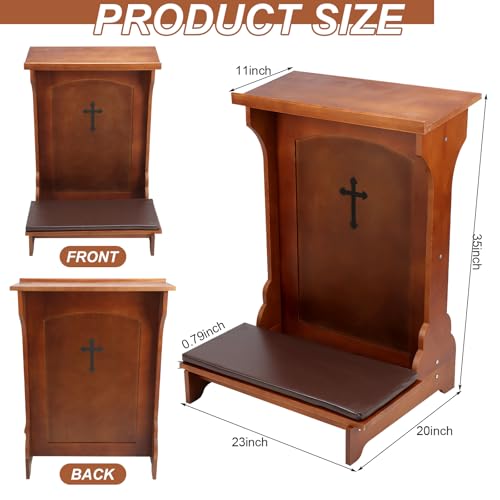 DoubleFill Solid Wood Prayer Bench Stool with Shelf and Cushion Church Prayer Bench Table Chair Padded Kneeler for Kneeling at Home, Religious Gifts, 23 x 20 x 32 Inches(Classic Style) - color: Colorful, style: Classic Style