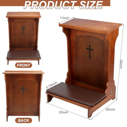 DoubleFill Solid Wood Prayer Bench Stool with Shelf and Cushion Church Prayer Bench Table Chair Padded Kneeler for Kneeling at Home, Religious Gifts, 23 x 20 x 32 Inches(Classic Style) - color: Colorful, style: Classic Style