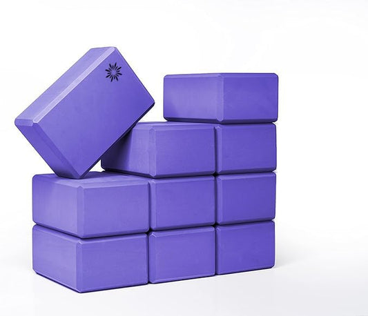 Bulk 4in Foam Yoga Blocks, 10 Pack | Workout Block for Stretching, Pilates, and Workout, Firm and Supportive Exercise Blocks for Home, Schools, and Studios - color: Purple