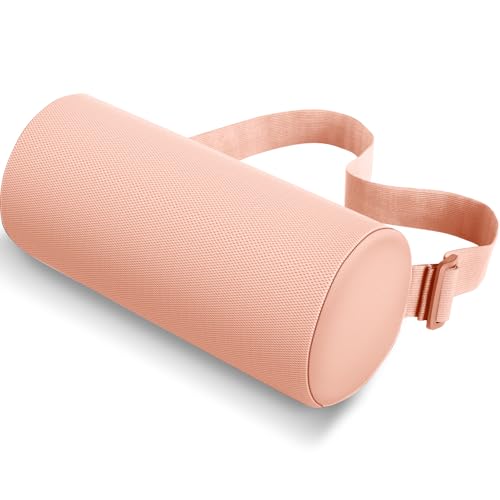 CushZone Lumbar Roll Support Pillow, Memory Foam Back Cushion, Pink | Helps Relieve Back Pain & Supports Posture,Adjustable Strap Fits Office,Car & Gaming Chairs,Washable Cover - color: Pink, size: Standard