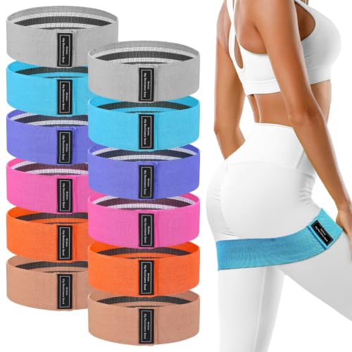 Lenwen 12 Pcs Fabric Resistance Bands Bulk - color: Lively