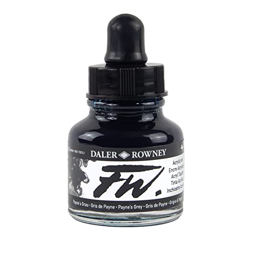 Daler-Rowney FW Acrylic Artists Ink, 1 oz, Paynes Gray (160029065) - color: Payne's Grey