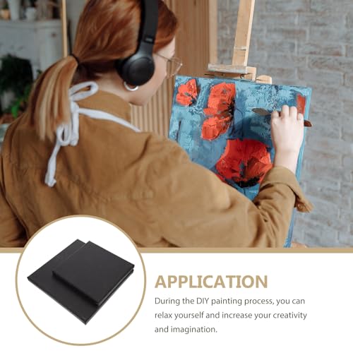 2 Pack Black Canvas Panels 7.87 X 7.87 X 0.59 in Artist Stretched Canvas for Oil Painting Blank Painting Panels for DIY Art Projects Home Decor Gifts