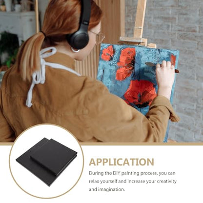 2 Pack Black Canvas Panels 7.87 X 7.87 X 0.59 in Artist Stretched Canvas for Oil Painting Blank Painting Panels for DIY Art Projects Home Decor Gifts