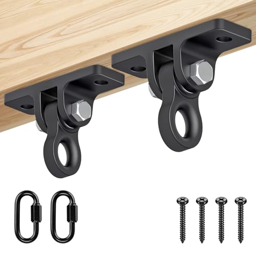 Dolibest Heavy Duty Swing Hangers, Porch Swing Hanging Kit, One-Piece Design Base, Swing Set Hardware with Wood Screws for Playground, Porch, Wooden Sets, Indoor & Outdoor Use (2Pack) - color: Black1-2PCS