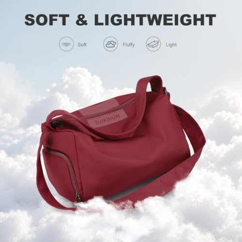 Womens Mini Gym Bag with Shoe Compartment 20L, Wine Red - color: Wine Red