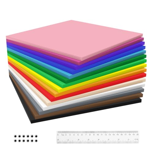 Foam Sheets 90 Pack, 8 x 8 Inch, 15 Assorted Colors, 1mm Thick EVA Foam Paper for DIY Crafts, Scrapbooking & Party Decorations - color: 90 PACK-1MM-8x8IN