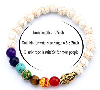 Men Women 8mm Lava Rock 7 Chakra Beads Chakra Bracelet - color: Golden Buddha1