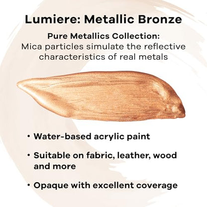 Jacquard Lumiere 8oz Fabric Paint Metallic Bronze - Metallic Paint for Fabric Paper Wood Ceramic and Metal - Light-bodied Metallic Acrylic Paint - Lightfast & Vibrant Acrylic Paints - color: Metallic Bronze, size: 8 Fl Oz (Pack of 1)