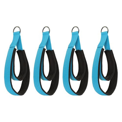 Pilates Double Loop Strap, D-Ring Padded Fitness Strap Pilates Handle Exercise - color: Blue