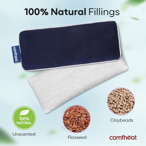Unscented Weighted Eye Pillow - Soft Plush Removable Cover | Moist Heat & Cold Therapy, Natural Aromatherapy Eye Compress Pillow for Relaxation, Yoga, Meditation, and Sleep, Navy Blue - color: Navy Blue (No Scent Added)